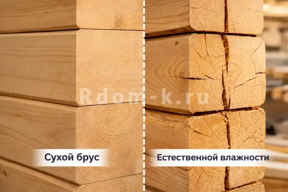 Разница между сухим брусом и брусом естественной влажности
